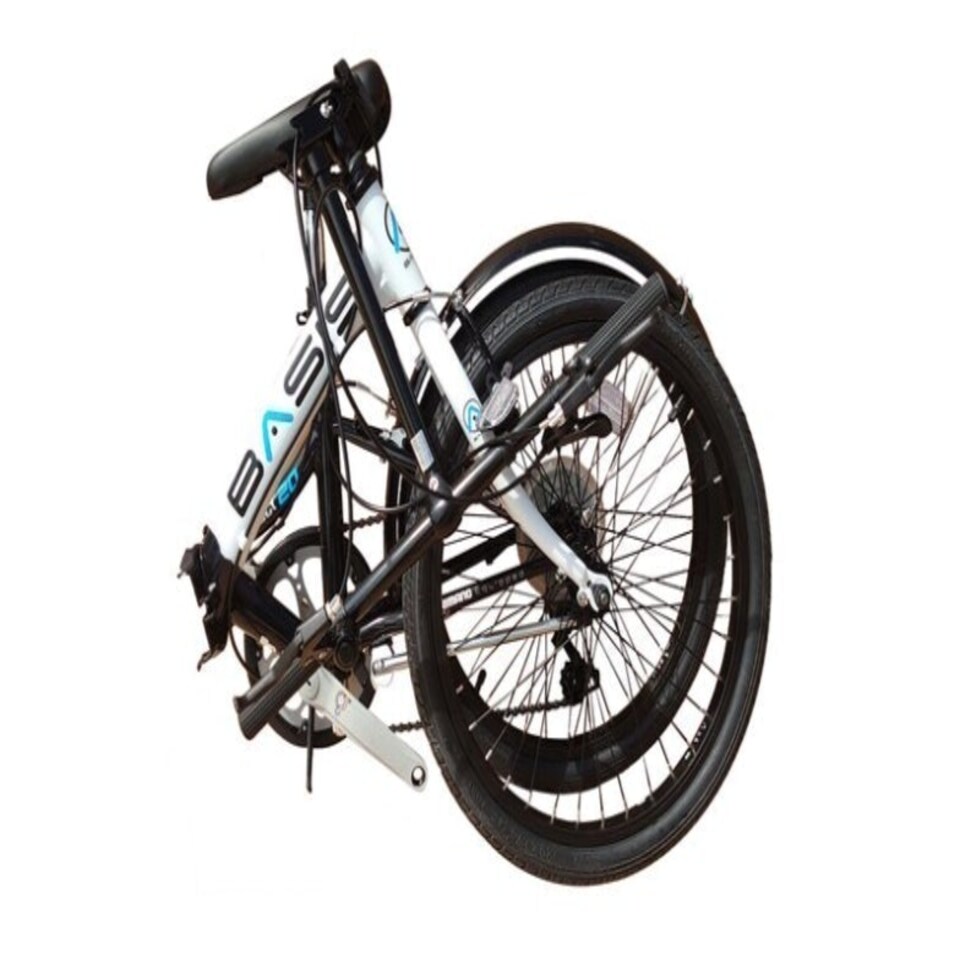 image 1 of Basis Compact Folding Commuter Bicycle, 20" Wheel, 6 Speed - Black/White