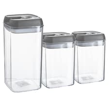 Argon Tableware 3 Piece Flip Lock Plastic Food Storage Containers Set - Grey