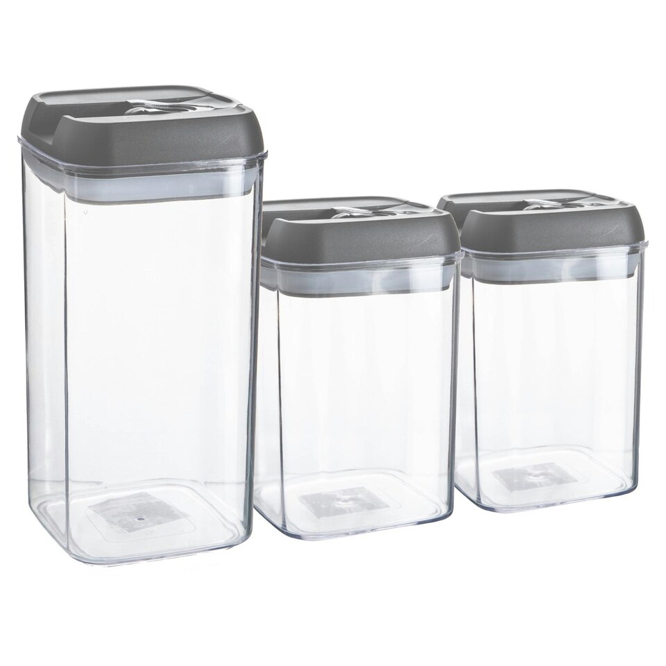 image 1 of Argon Tableware 3 Piece Flip Lock Plastic Food Storage Containers Set - Grey