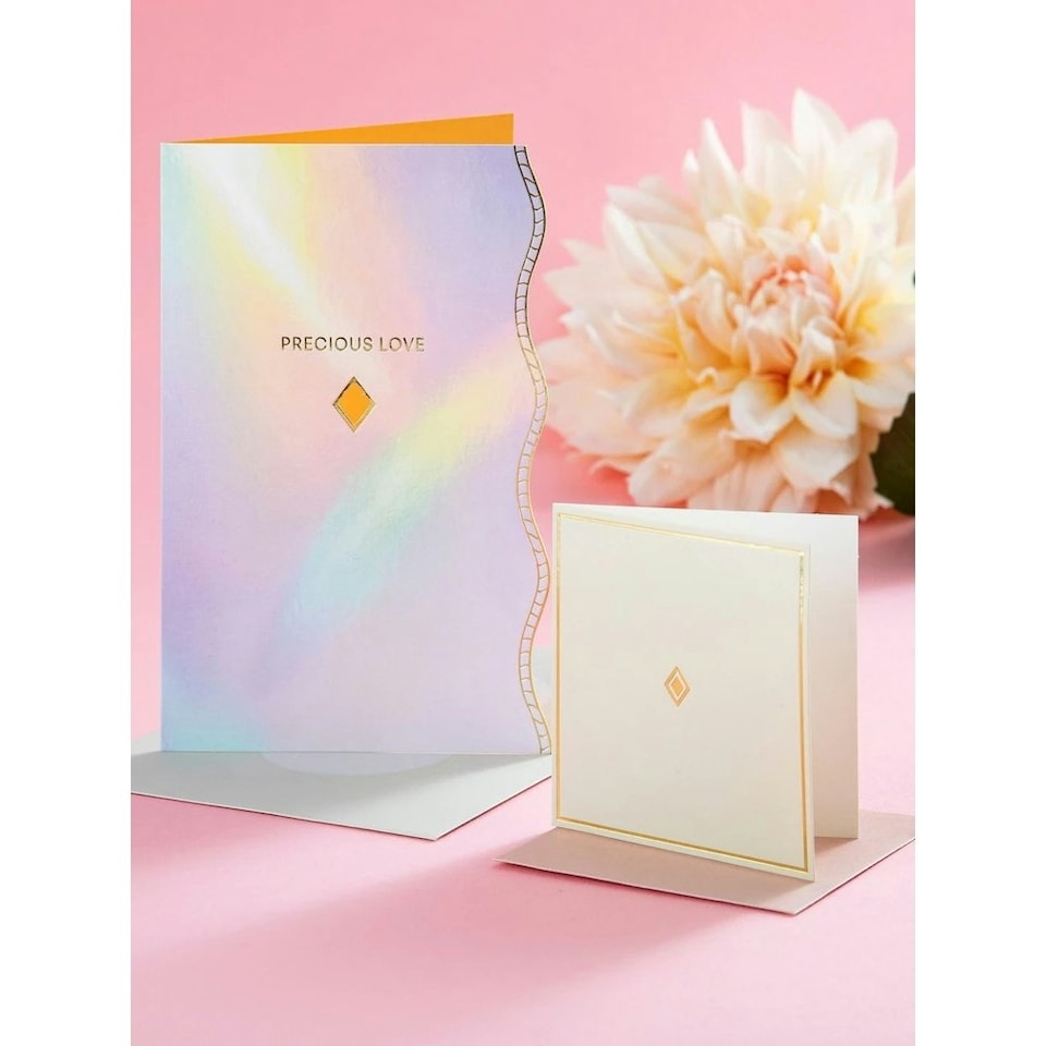 image 1 of Pink White Premium 'Precious Love' Open Card Vivid Aura