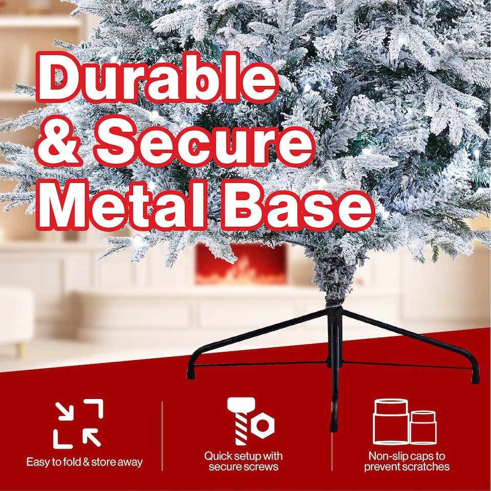 image 1 of 5ft Pre-Lit Snow Flocked Artificial Christmas Tree with LED Lights