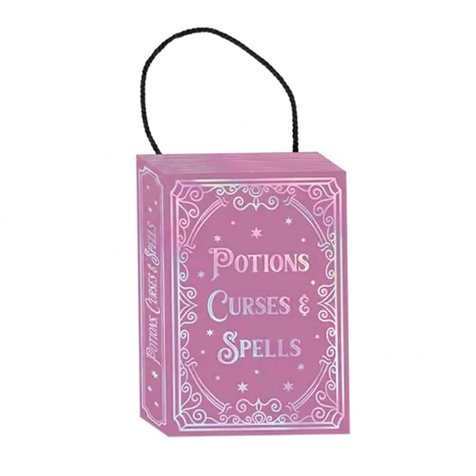 image 1 of Iridescent Purple Halloween Spell Book Hanging Plaque Decoration 18cm