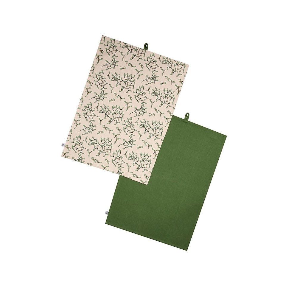 image 1 of Dexam RHS Set of 2 Mistletoe Ivory Tea Towel N/A