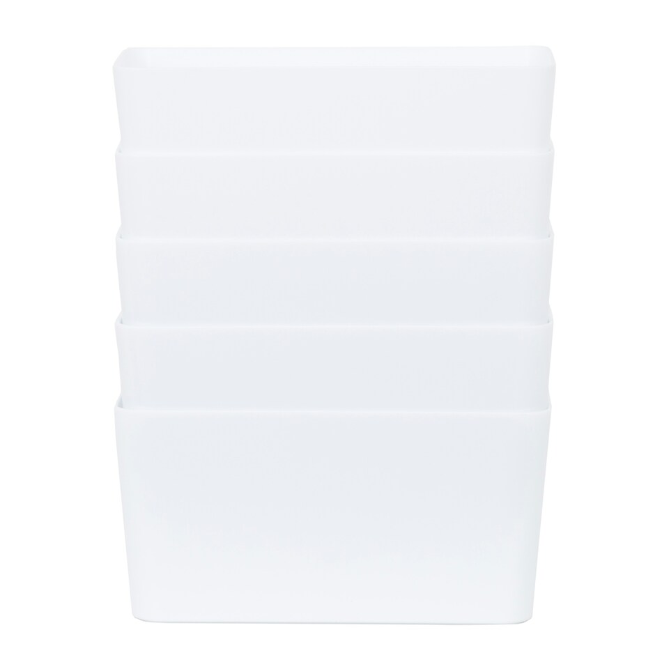 image 1 of Wham Studio 5 x 1.4L Deep Rectangular Plastic Storage Baskets Ice White Grey
