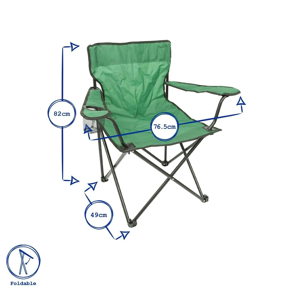 image 1 of Harbour Housewares Folding Canvas Camping Chairs - Matt Black/Black - Pack of 4