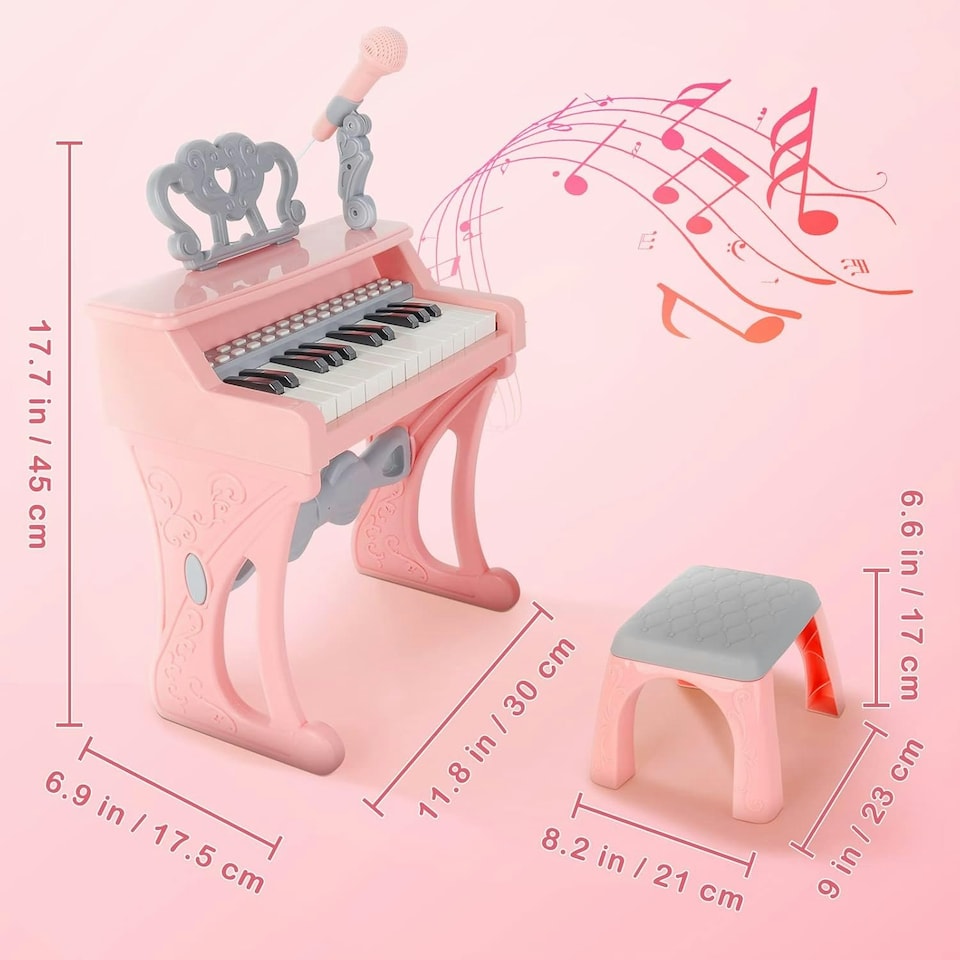 image 1 of Piano Toy 25 Keys Music Toy Instruments with Microphone Piano Keyboard Toy