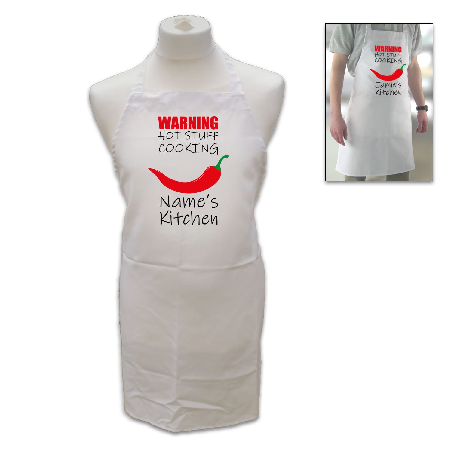 Uniqueful Personalised Hot Stuff Names Kitchen White Adult Apron New Home Gift