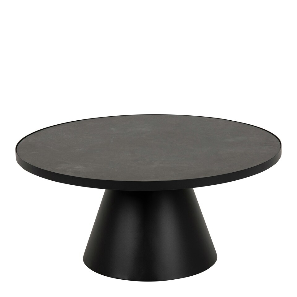 image 1 of Soli Low Round Ceramic Coffee Table in Black 85.7x40cm
