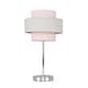 image 1 of ValueLights Pair Weaver Chrome Touch Table Lamps Pink & Grey Shade & Bulb | Multi