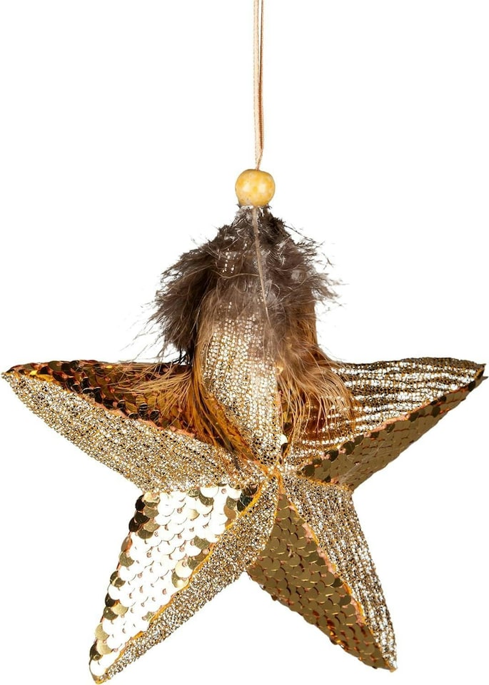 image 1 of 15cm Gold Star - Christmas Hanging Decoration