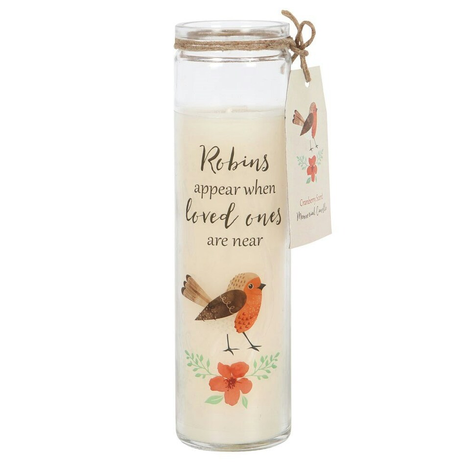 image 1 of Something Different Robins Appear Cranberry Scented Candle - White - One Size