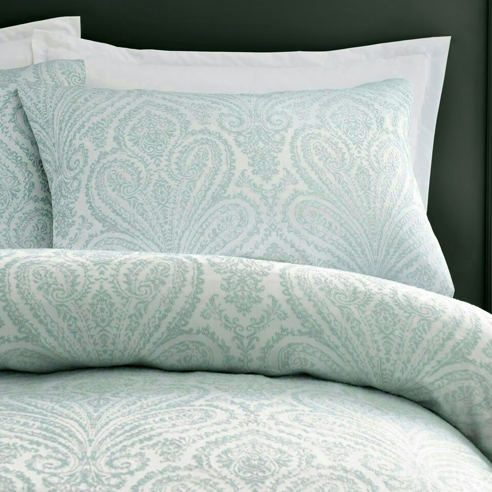 image 1 of Portfolio Home Montpellier Paisley Jacquard Bedding Duvet Cover Set Green | Super King