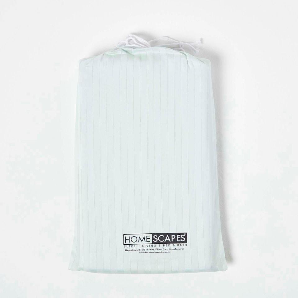 image 1 of Homescapes Blue Cotton Stripe Fitted Cot Sheets 330 Thread Count, 2 Pack Blue | One Size