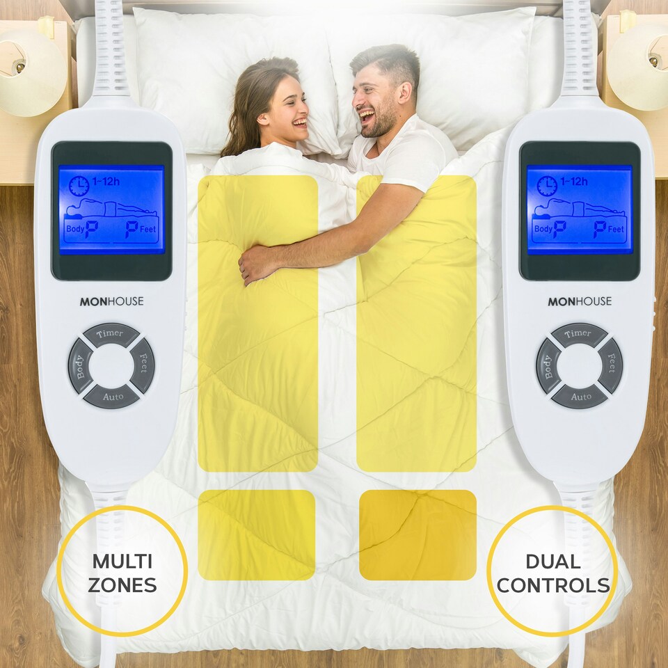 image 1 of MONHOUSE Premium Soft Fleece Electric Blanket - Heated Under Blanket - King150x200cm - Fitted Heated Mattress Cover - Machine Washable - 9 Heat Settings
