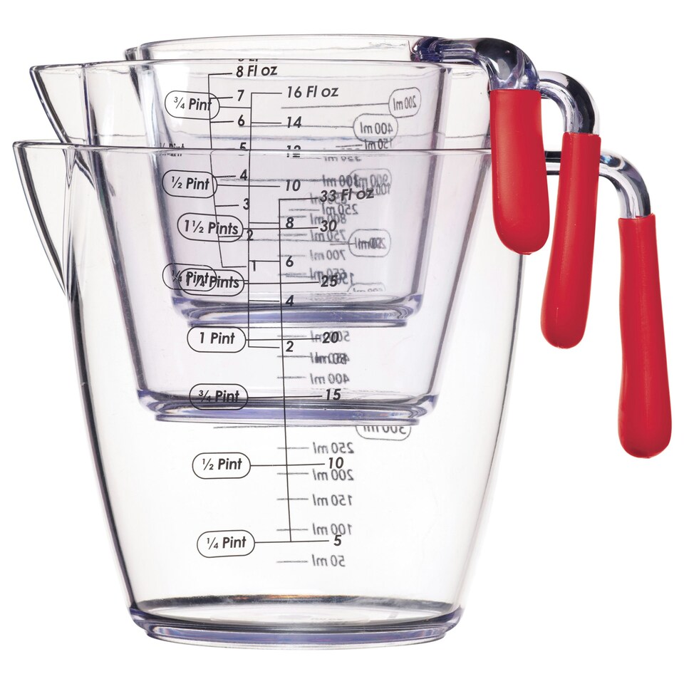 image 1 of Colourworks 3-Piece Acrylic Measuring Jug Set Red