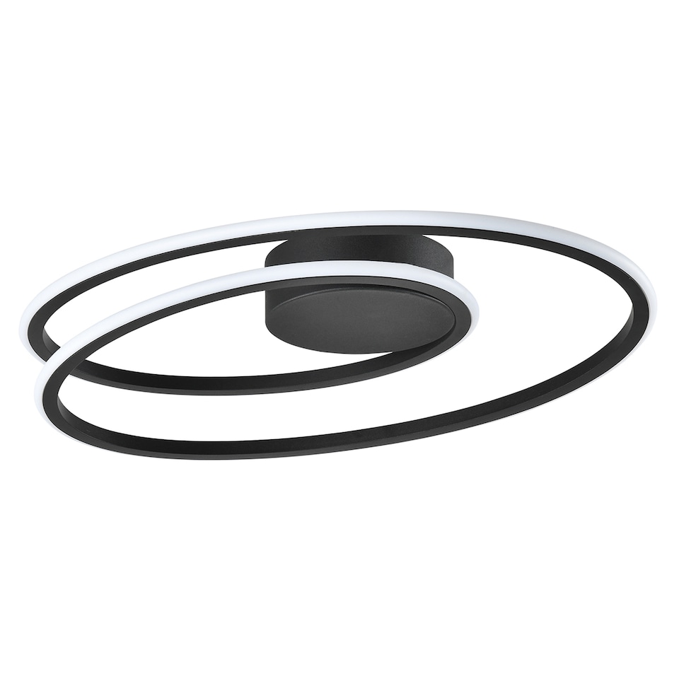 image 1 of Modern Double Swirl Strip LED Flush Ceiling Light Fitting in Sleek Matte Black | Black