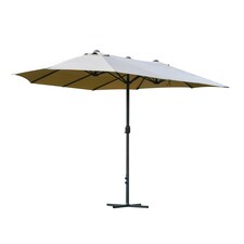 Outsunny 4.6M Garden Patio Umbrella Canopy Parasol Sun Shade w/ Base Off White