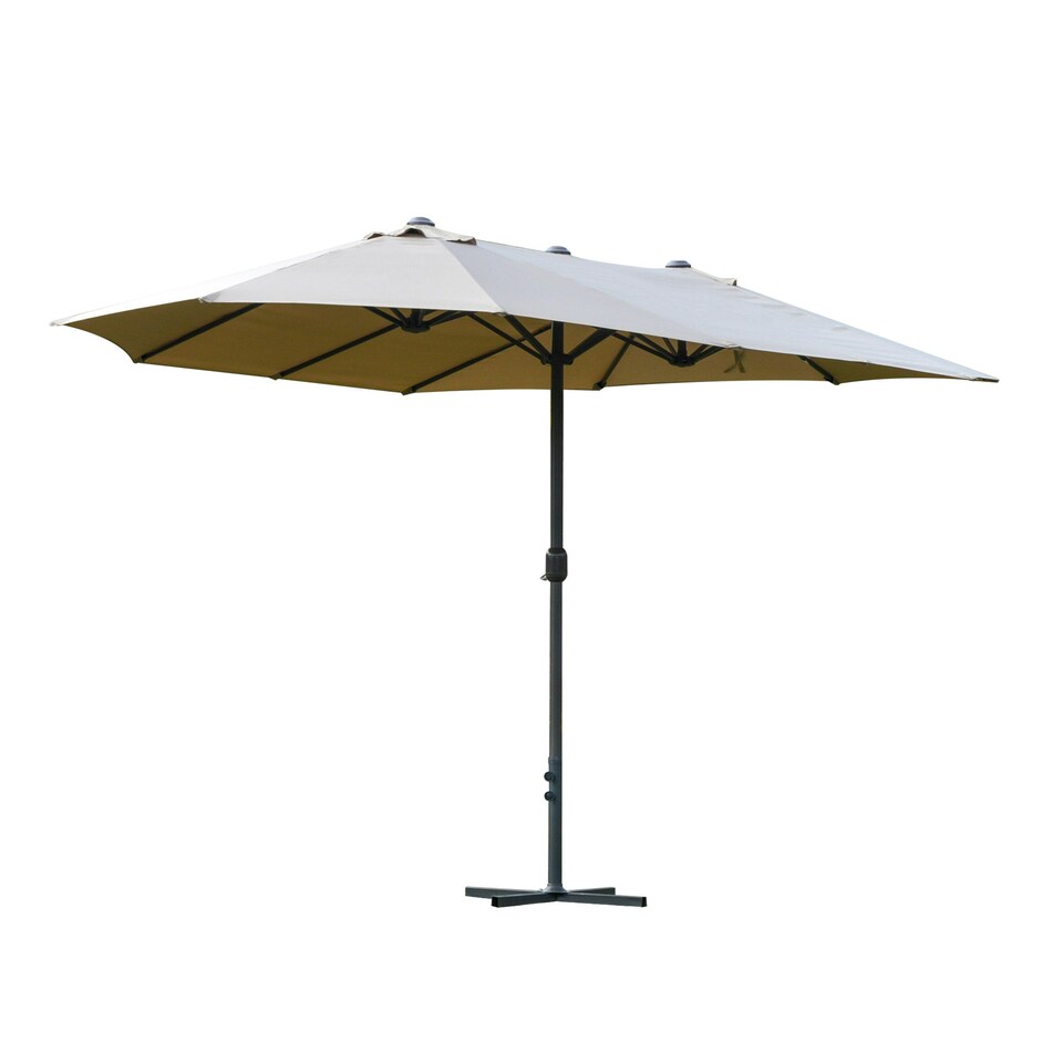 image 1 of Outsunny 4.6M Garden Patio Umbrella Canopy Parasol Sun Shade w/ Base Off White