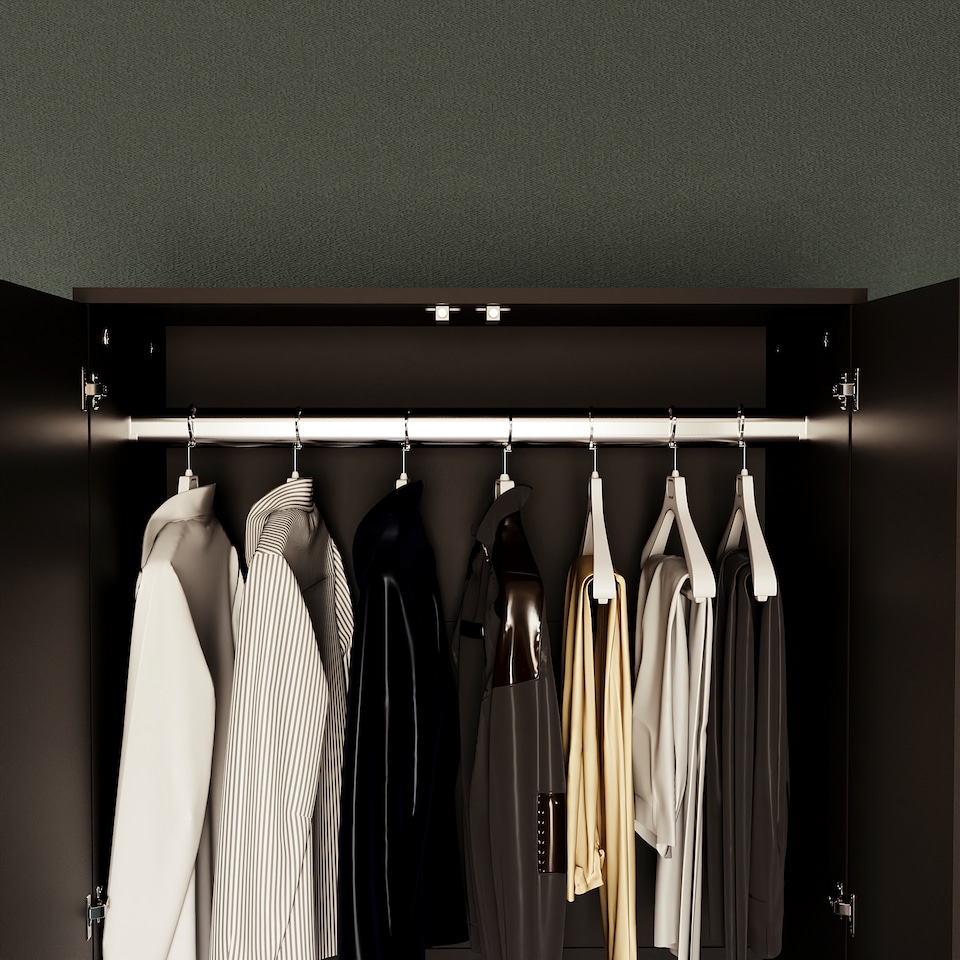 image 1 of Vida Designs Denver 2 Door 2 Drawer Wardrobe With Shelf & Clothes Rail, Black