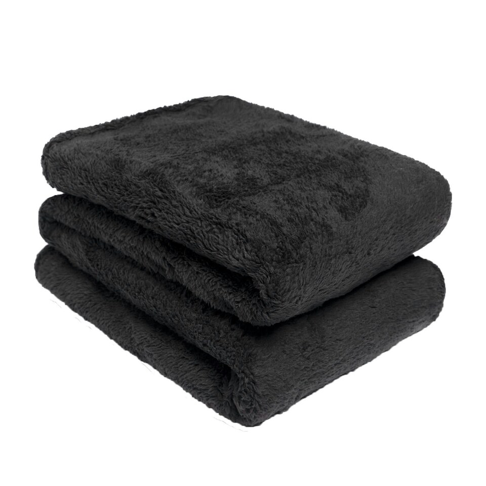 Brentfords Teddy Fleece Throw Blanket, 125x150cm Black Tesco Groceries