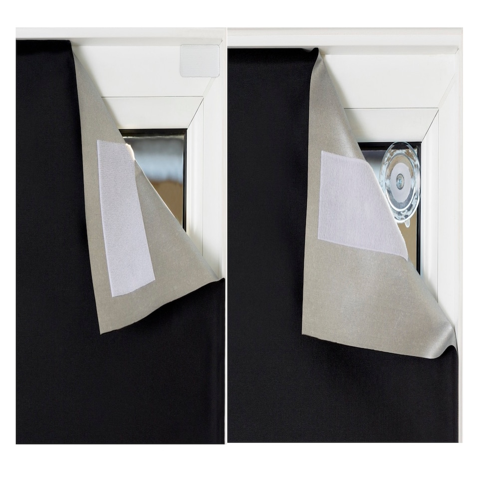 image 1 of Easynight Portable Travel Blackout Blind, 100% Light Blocking Fabric, Small, Fit Any Size/Shape Up To 100x145cm, suction cups and self-adhesive attachments | Black | Black | Not provided | 1