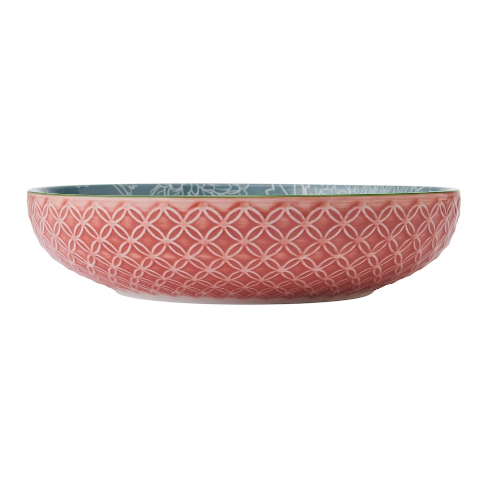 image 1 of Mikasa Set of 4 Grey Floral Stoneware Pasta Bowls