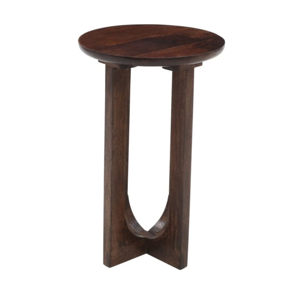 image 1 of Monco Natural Mango Wood Round Inverted Legs Side Table - Dark