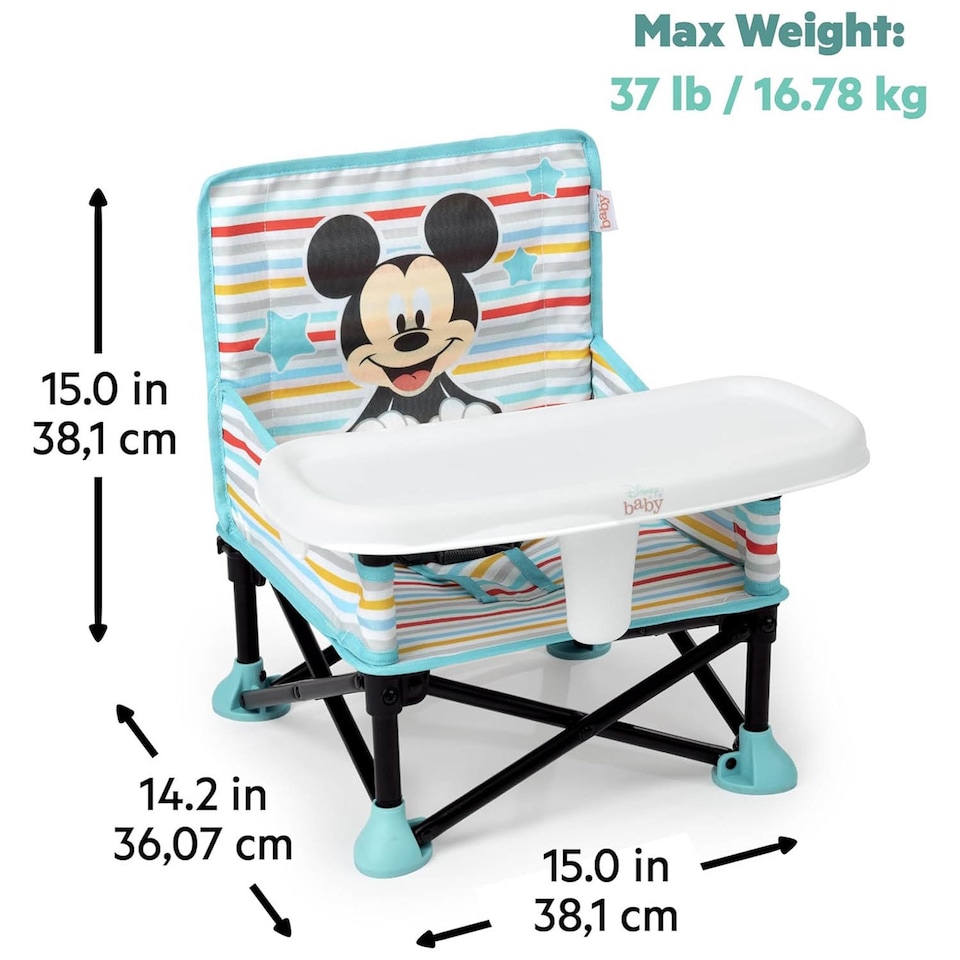 image 1 of Bright Starts Disney Mickey Mouse Pop N Sit Portable Booster Baby Floor Seat