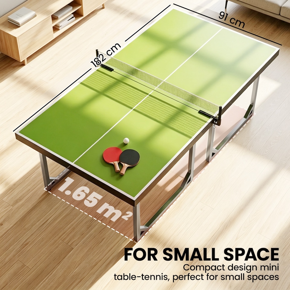 image 1 of HOMCOM Tennis Table Ping Pong Foldable with Net Game Steel 182cm Indoor, Green