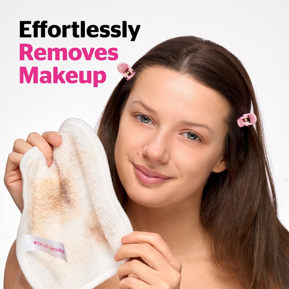 image 1 of Brushworks Makeup Remover Cloths - 3 Pack Reusable | Pink | Pink | One Size | 1