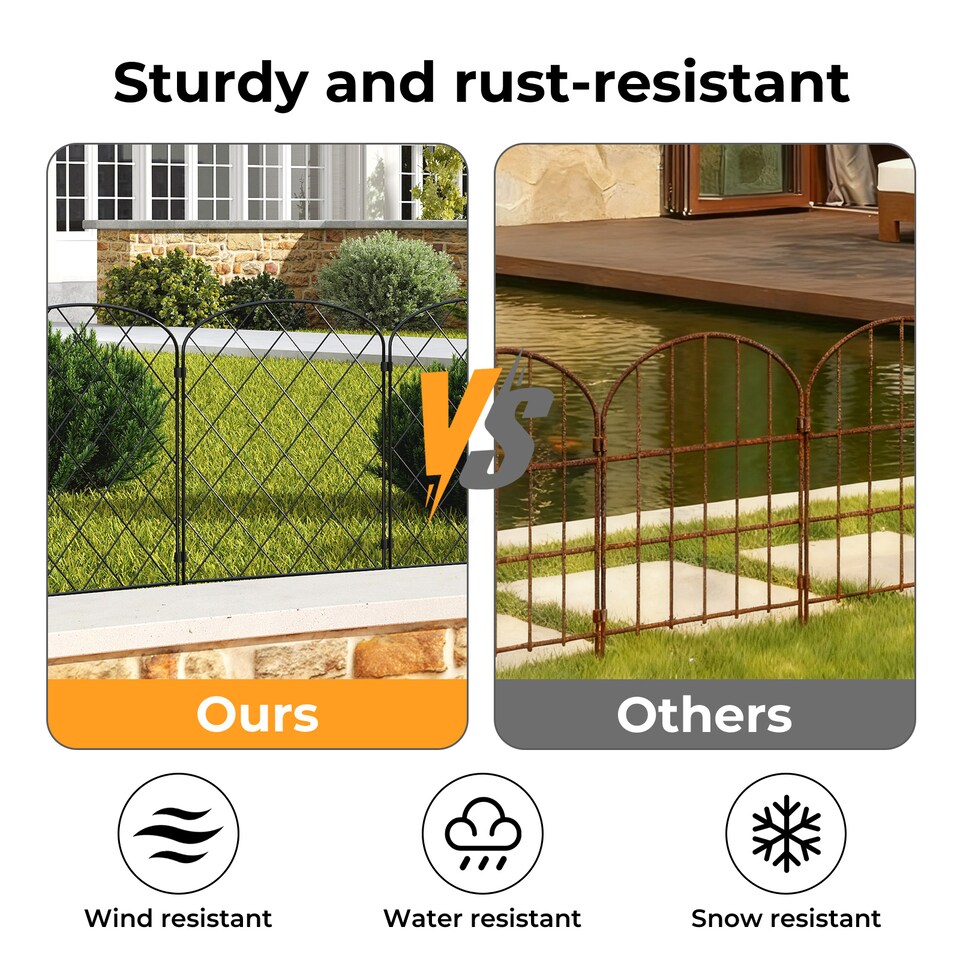 image 1 of Levede 10 Pack Metal Garden Fence Decorative Animal Barrier Pet Border Outdoor | Black