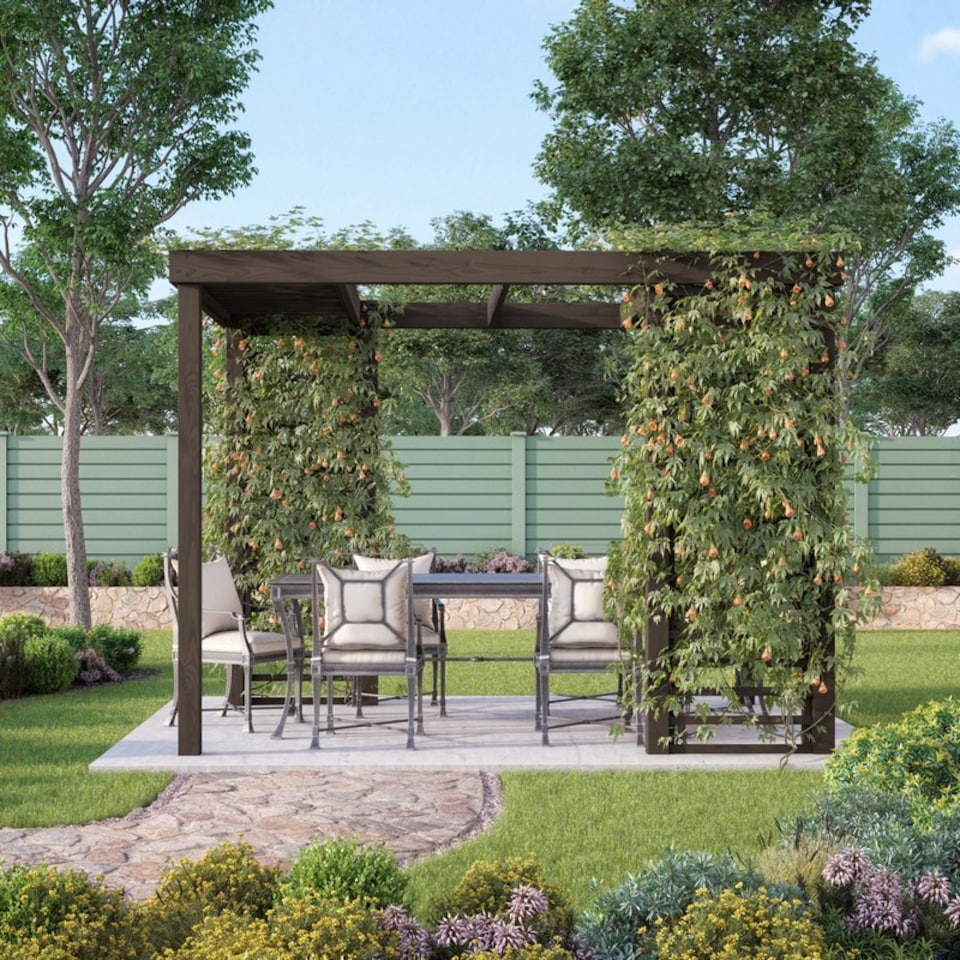 image 1 of Panel Pergola - Wood - L480 x W480 cm - Rustic Brown
