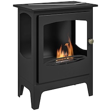 HOMCOM Freestanding Ethanol Fireplace, Steel Bioethanol Fireplace with Stainless Steel Flame Snuffer, 0.9L Tank, 3 Hours Burning Time for Indoor, Black | Black