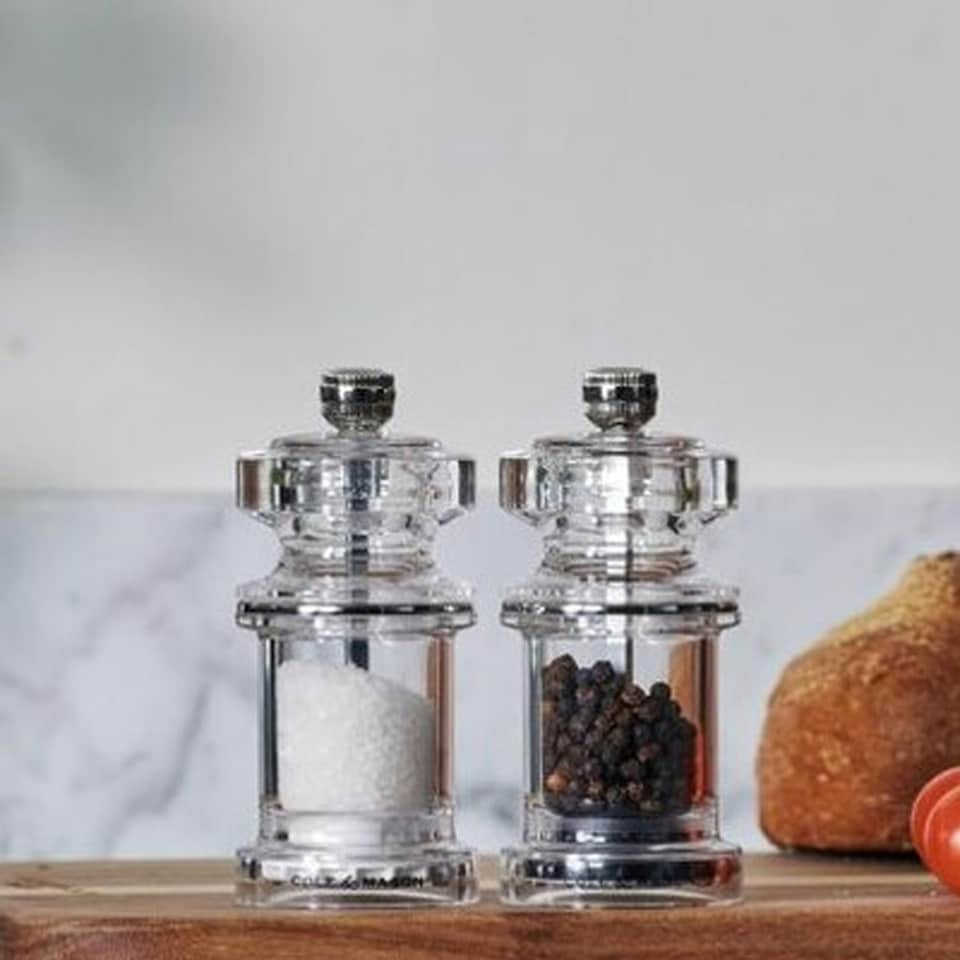 image 1 of Cole & Mason 675 Clear Acrylic Salt & Pepper Mill Set 118mm