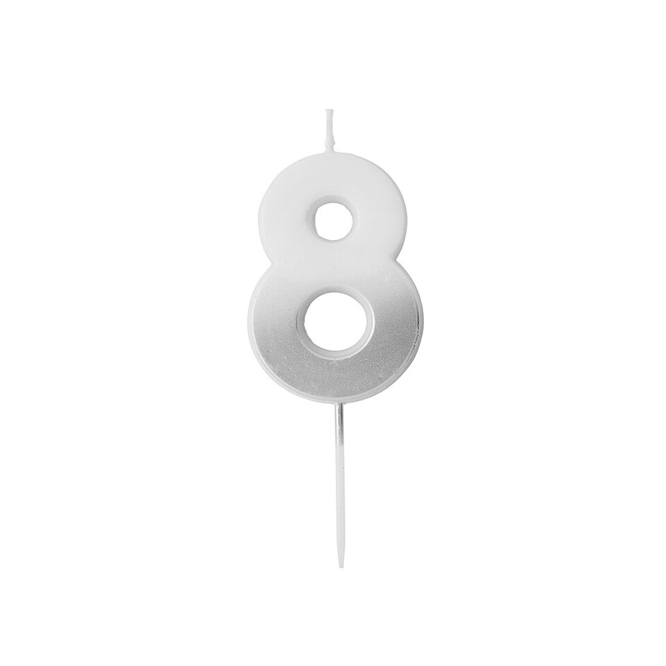 image 1 of Silver Ombre Number '8' Celebration Candle