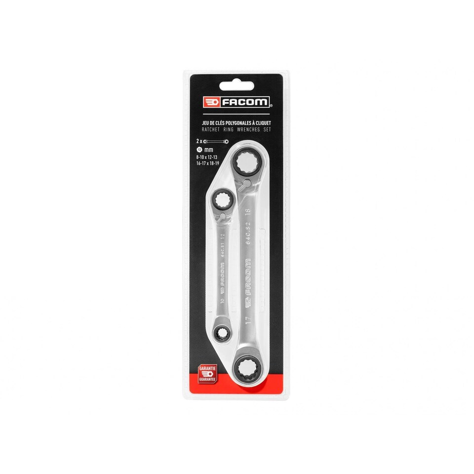 image 1 of Facom Quatro Ratcheting Spanner Set, 2 Piece | Multi | Multi Colour | One Size | 1