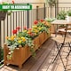image 10 of GEEZY Wooden Rectangular Garden Flower Planters Brown Set of 2
