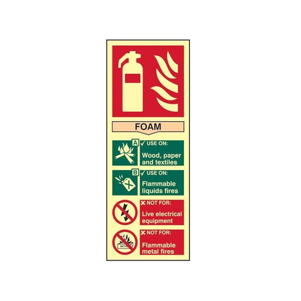 Scan Fire Extinguisher Composite Foam - Photoluminescent 75 X 200mm - Multi Colour - One Size