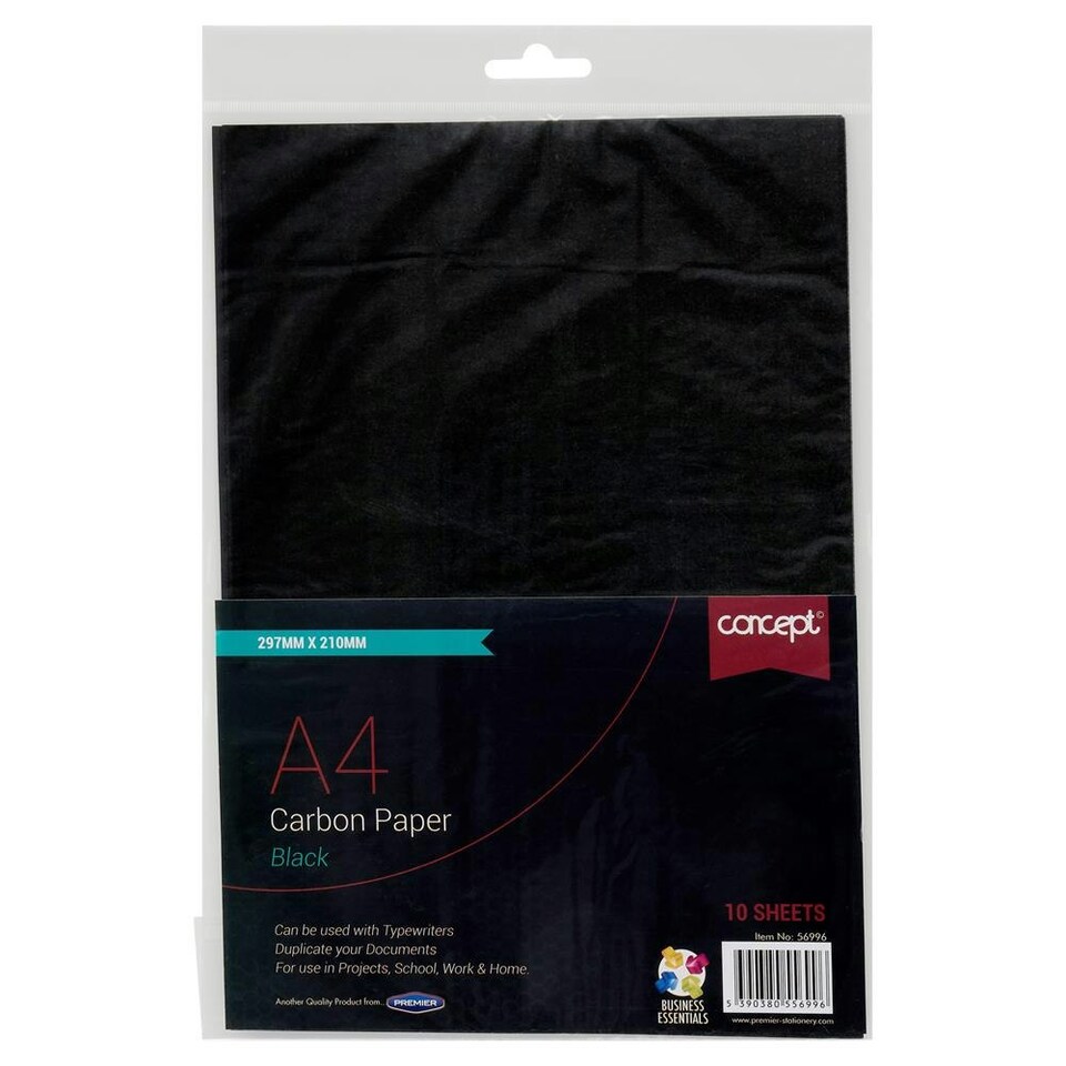 image 1 of Pack of 10 Sheets A4 Black Carbon Paper by Premier Office