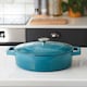 image 3 of Cooks Professional Set of 3 Cast Iron Casserole Dishes 20, 26 & 28cm | Blue | Teal