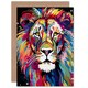image 1 of Colourful Folk Portrait Fathers Birthday Lion Him Dad Card
