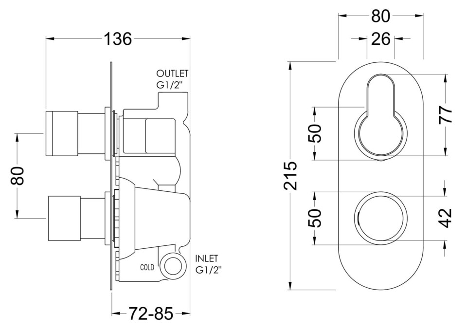 image 1 of Pride Round Concealed Twin Thermostatic Shower Valve 1 Outlet - Brass | Copper | Brushed Brass | 1