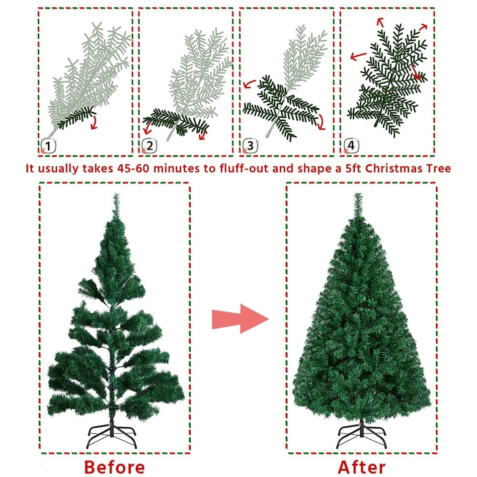 image 1 of Yaheetech 152cm Artificial Christmas Tree with 718 PVC Tips Green