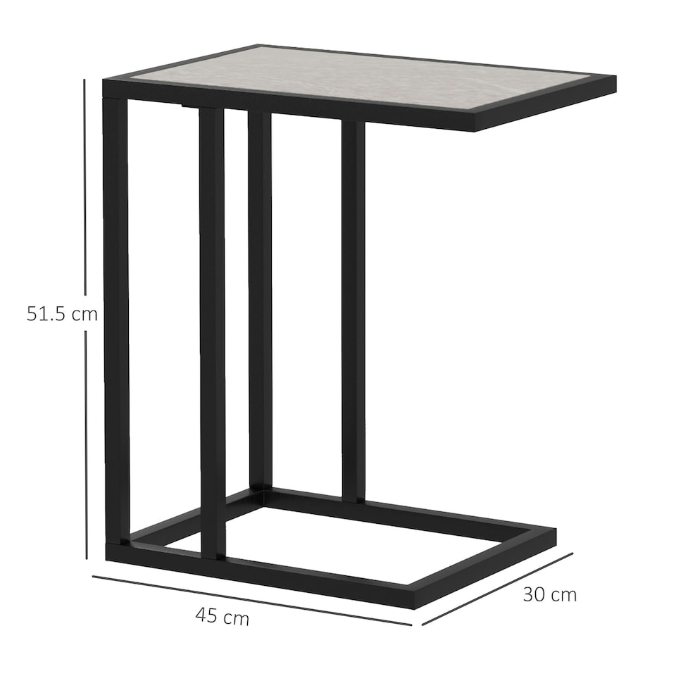 image 1 of HOMCOM C Shape Side Table w/ Wood-Effect Top Grey