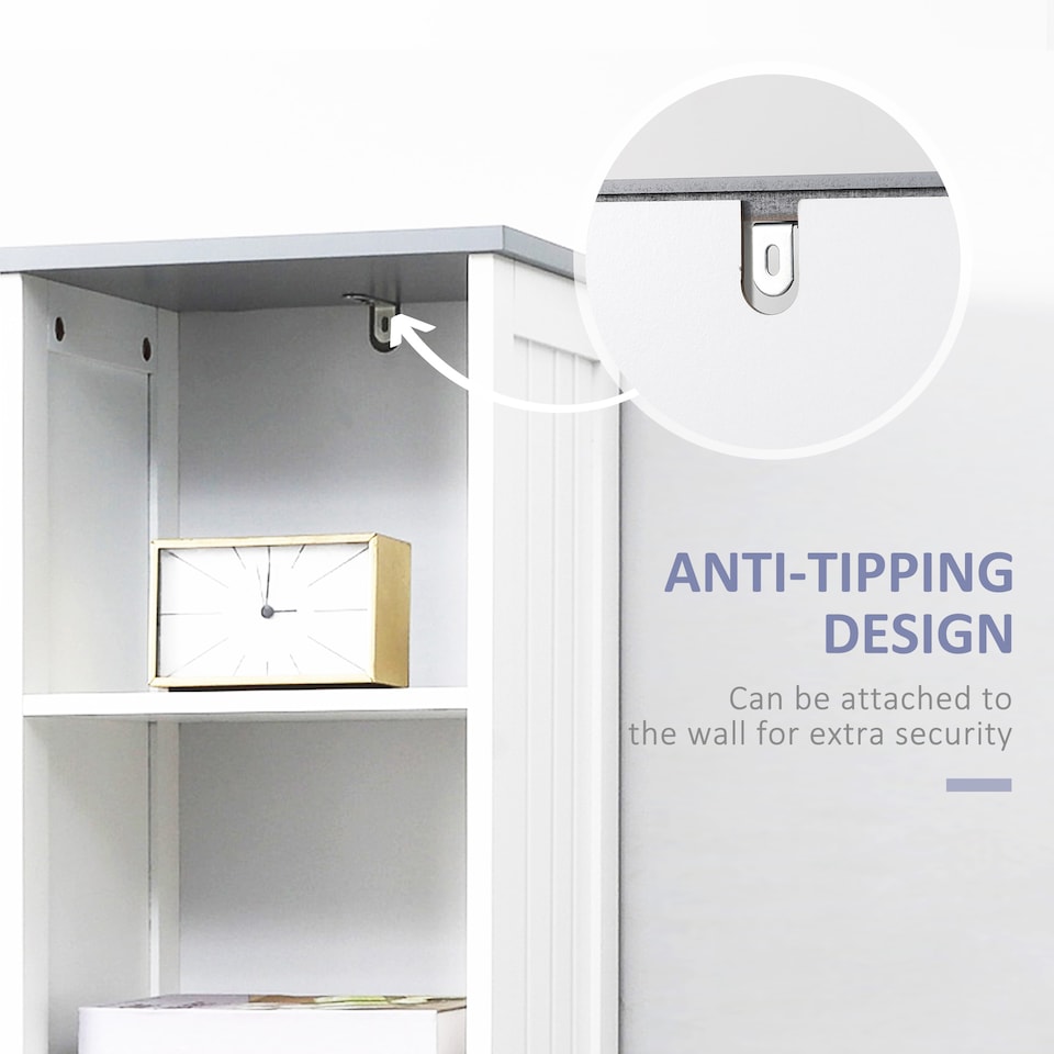 image 1 of kleankin Tall Bathroom Storage Cabinet, Slim Freestanding Linen Tower, White