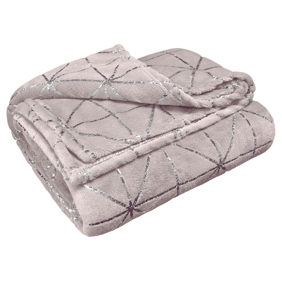 image 1 of Intimates Vera Foil Printed Geometric Throw - 145cm x 200cm Cream