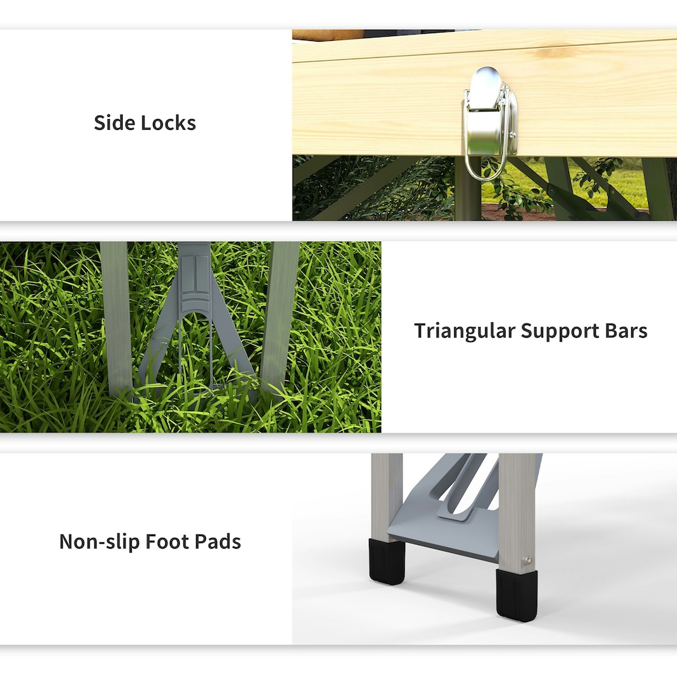 image 1 of Outsunny Folding Camping Table and Chairs with Umbrella Hole, Aluminium Frame