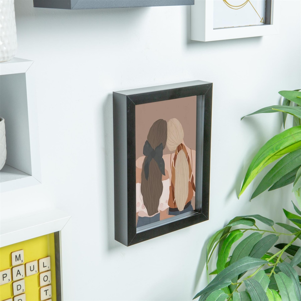 image 1 of Nicola Spring A5 (6 x 8") Photo Frame - Black/White Mount - 3D Photo Frame Picture Frame Box Portrait Display Case (23.5 x 17cm)