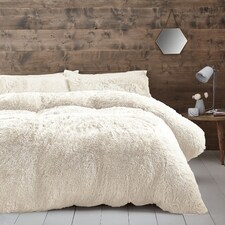 Cuddly Deep Pile Faux Fur Duvet Cover Set | Cream