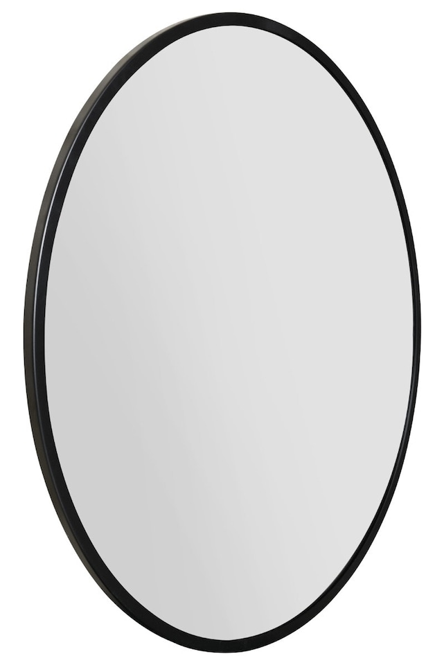 image 1 of The Fenestra - Black Edged Circular Modern Wall Mirror 43" (110CM) Diameter | Black